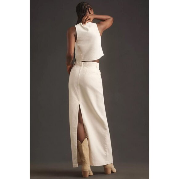 Reformation x Anthropologie Myles Denim Maxi Skirt Column Full Length High Rise - Picture 2 of 14